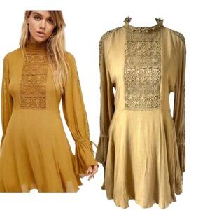 Free People One Bastille Crochet Long Sleeve Dress Size Small